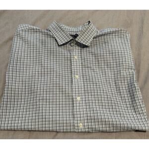 Ralph Lauren Shirt Mens 3XB Blue Brown Plaid Cotton Button Down Stretch